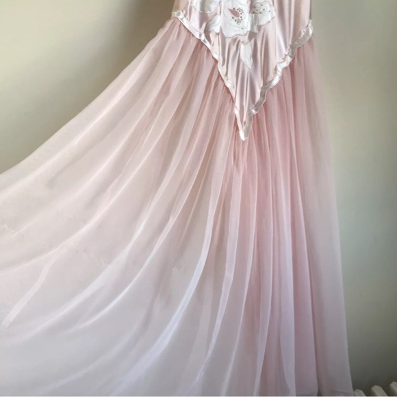 Vintage Victorias Secret Gown Pink Sheer Satin Womens Small Set 2 Pc Set - Picture 5 of 12